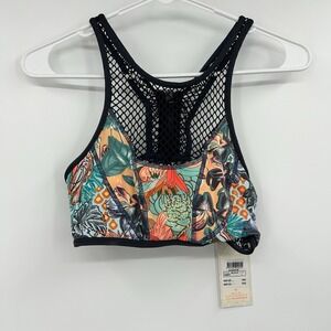Maaji Boogie Nights High Neck Mesh Reversible Bikini Top Sz L Swim Beach Resort